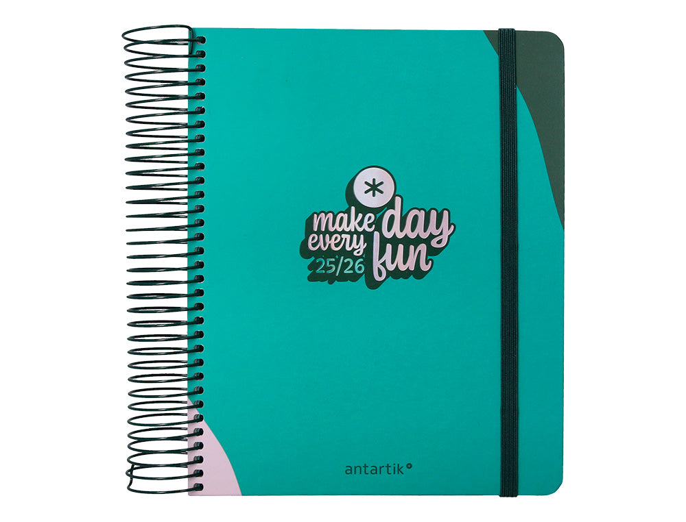 Agenda escolar antartik 25-26 espiral fun day fucsia dia pagina a5 bilingüe papel fsc 80 gr