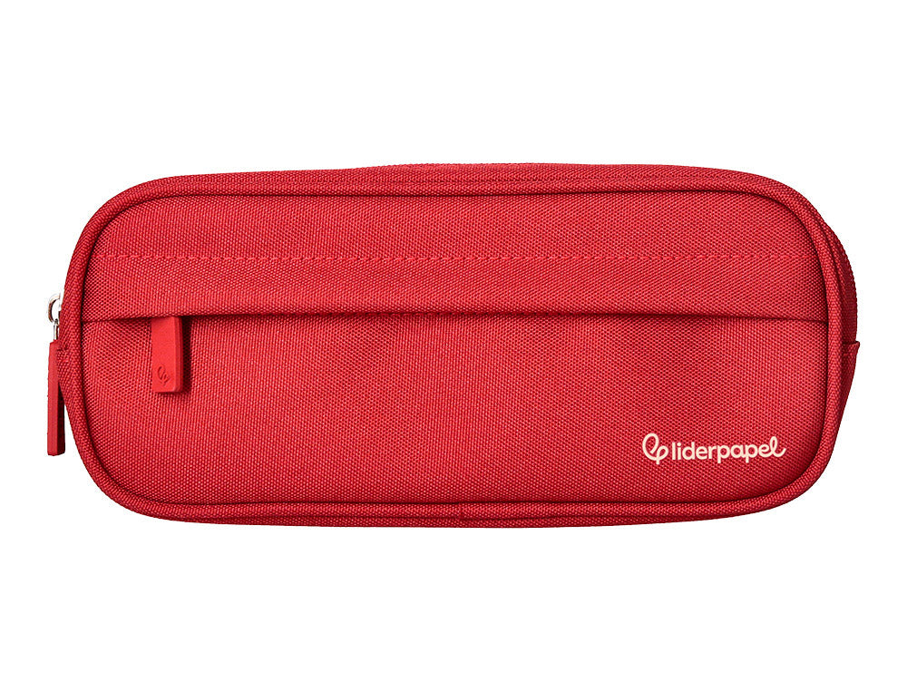 Estuche portatodo liderpapel classic ovalado 2 cremalleras con bolsillo delantero 210x90mm