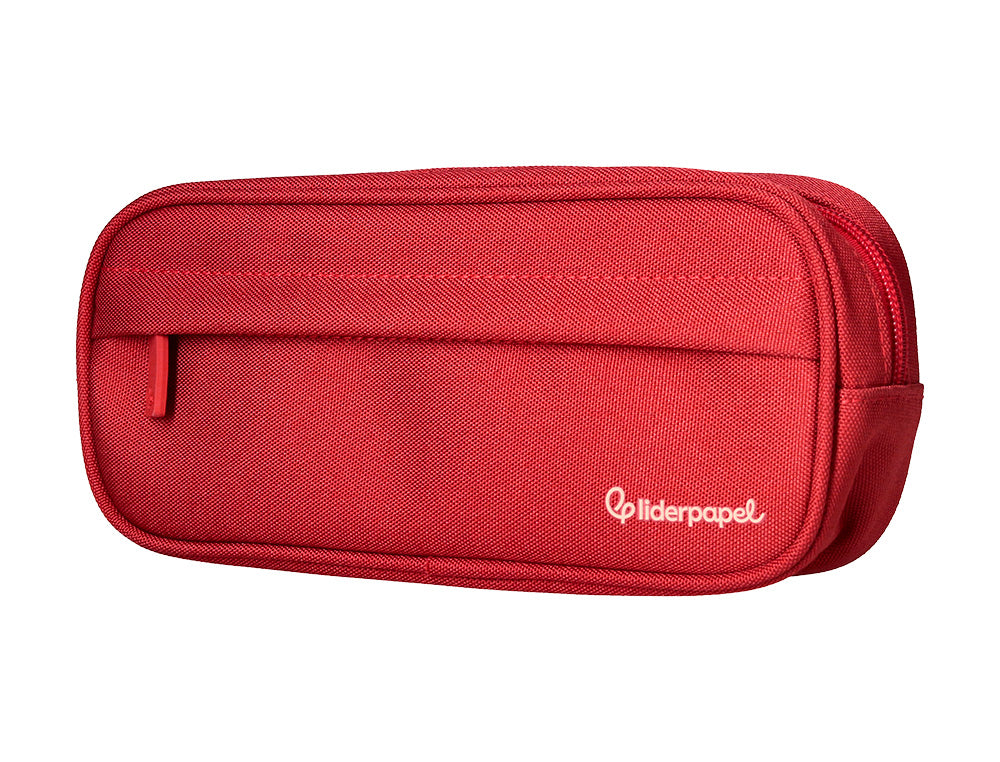 Estuche portatodo liderpapel classic ovalado 2 cremalleras con bolsillo delantero 210x90mm