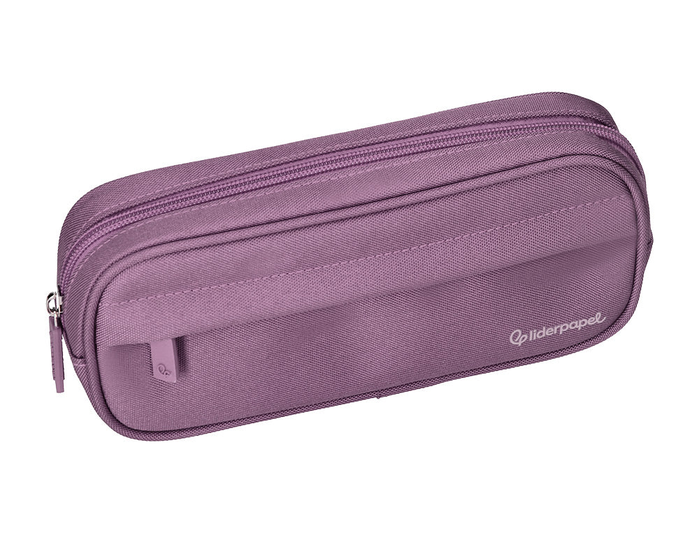 Estuche portatodo liderpapel classic ovalado 2 cremalleras con bolsillo delantero 210x90mm