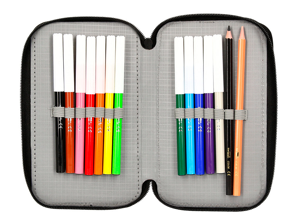 Plumier escolar antartik doble cremallera 28 piezas
