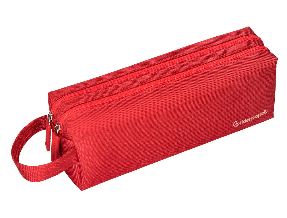 Estuche portatodo liderpapel classic rectangular con asa 2 cremalleras 210 x80mm 