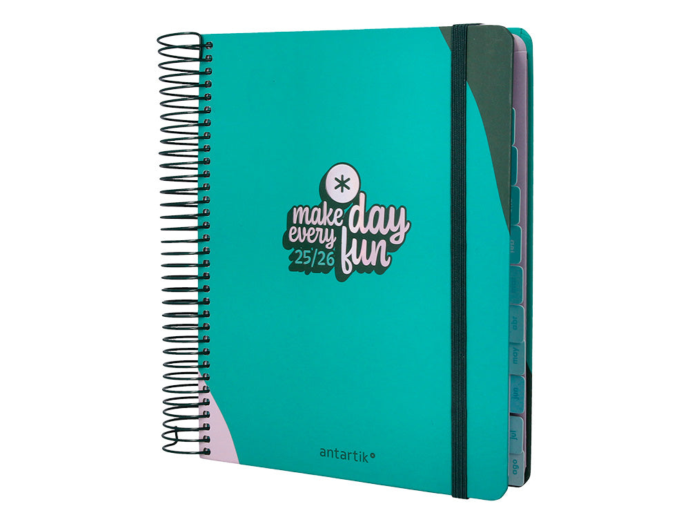 Agenda escolar antartik 25-26 espiral fun day fucsia dia pagina a5 bilingüe papel fsc 80 gr