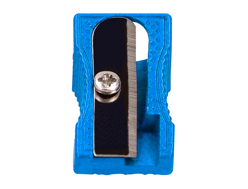 Sacapuntas liderpapel metalico cuña 1 uso color azul