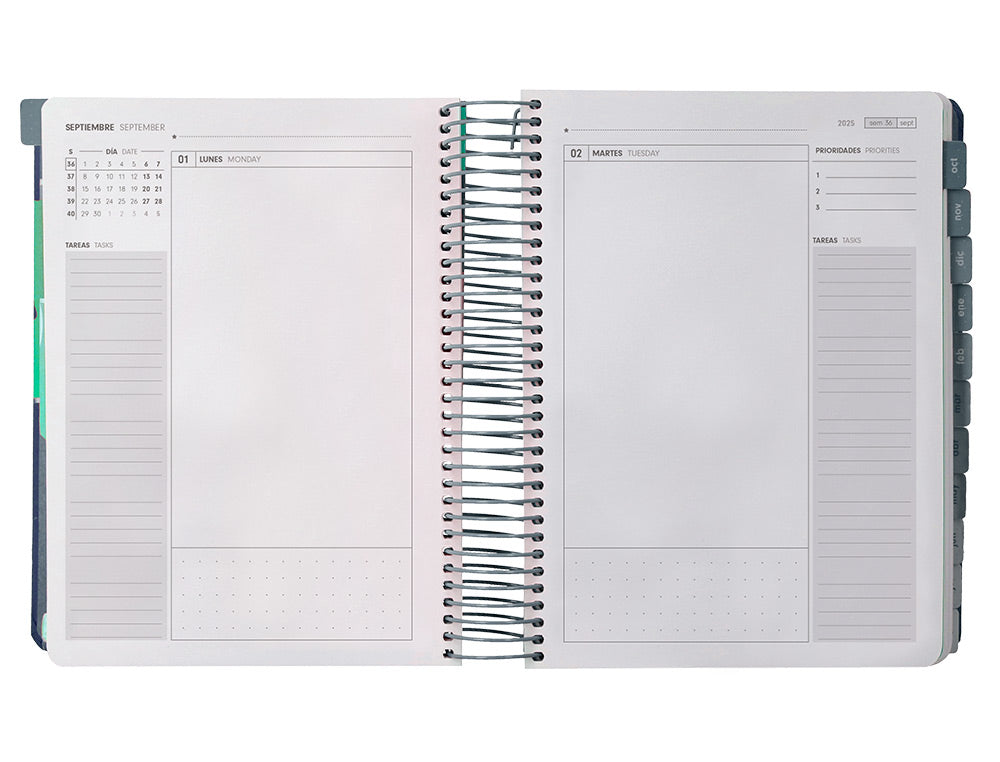 Agenda escolar antartik 25-26 espiral plans dia pagina a5 bilingüe papel fsc 80 gr