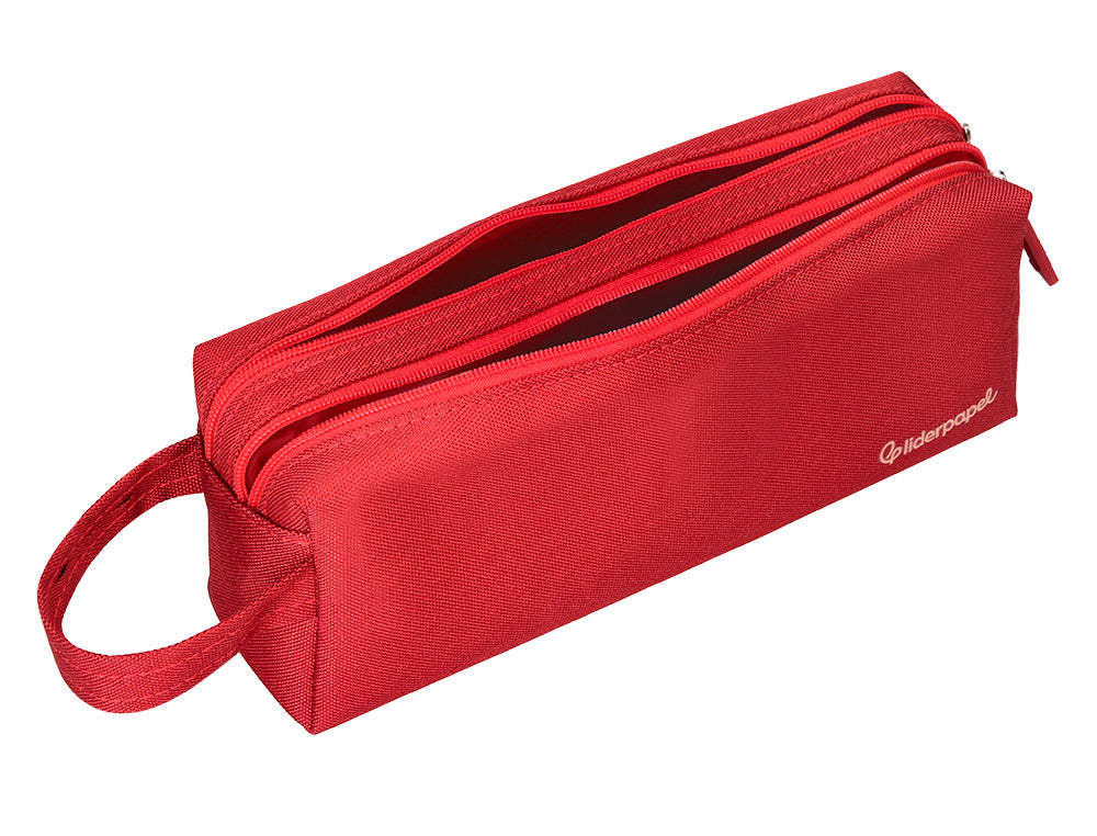Estuche portatodo liderpapel classic rectangular con asa 2 cremalleras 210 x80mm 
