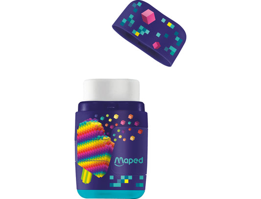Sacapuntas maped plastico connect pixel party 2 usos con goma de borrar