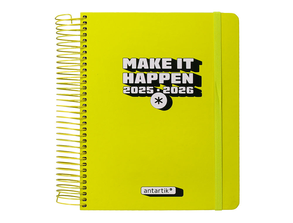Agenda escolar antartik 25-26 espiral neon dia pagina a5 bilingüe papel fsc 80 gr