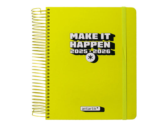Agenda escolar antartik 25-26 espiral neon dia pagina a5 bilingüe papel fsc 80 gr