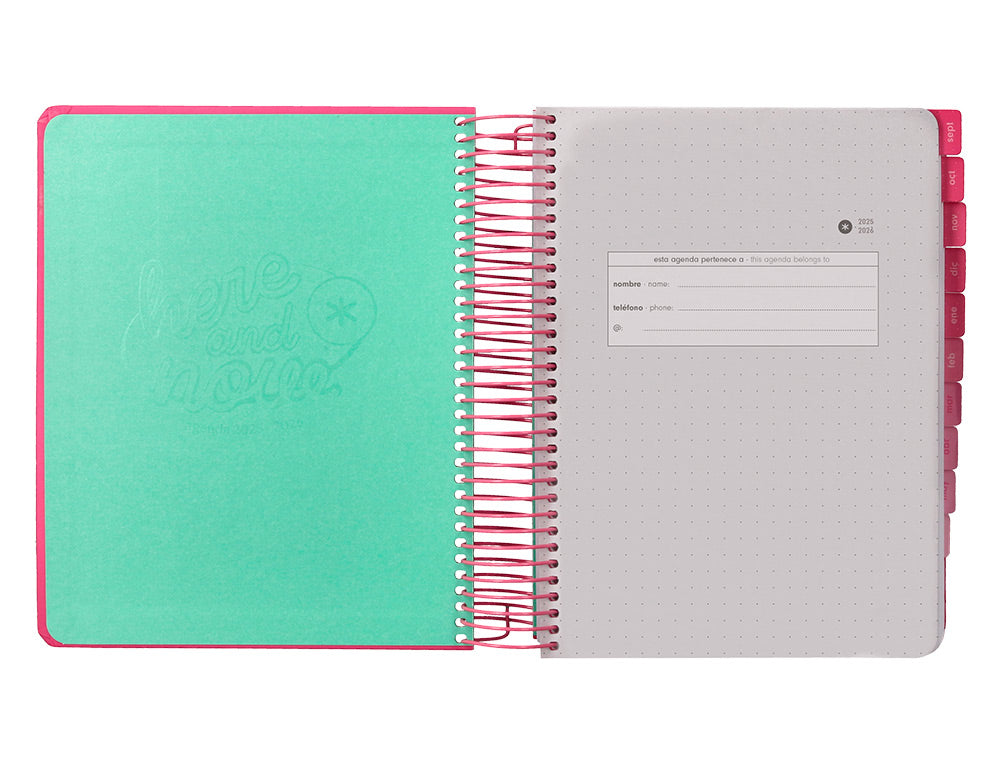 Agenda escolar antartik 25-26 espiral here and now azul pagina a5 bilingüe papel fsc 80 gr 80 gr