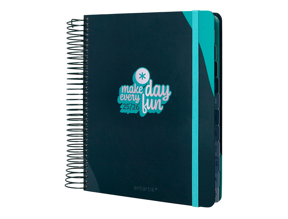 Agenda escolar antartik 25-26 espiral fun day fucsia dia pagina a5 bilingüe papel fsc 80 gr