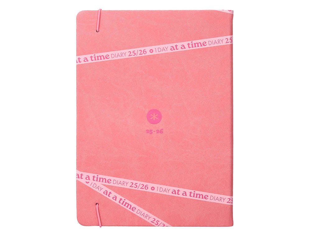 Agenda escolar antartik 25-26 encuadernada go! simil piel rosa semana vista a5 bilingüe papel fsc 80 gr