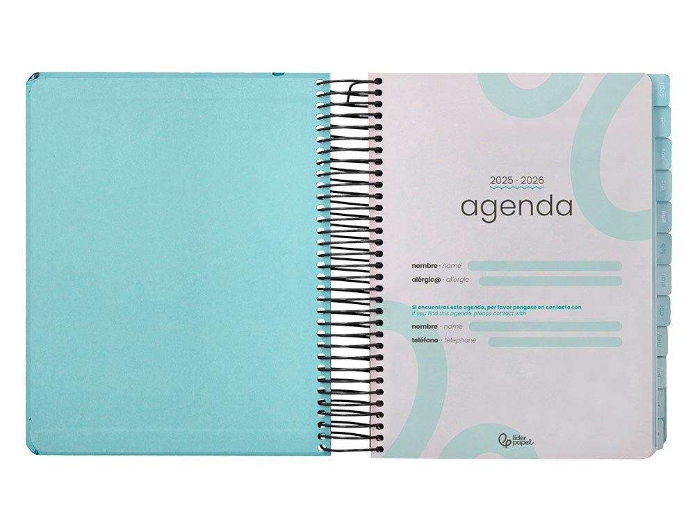 Agenda escolar liderpapel 25-26 espiral patterns triangulos dia pagina a5 bilingüe papel fsc 80 gr