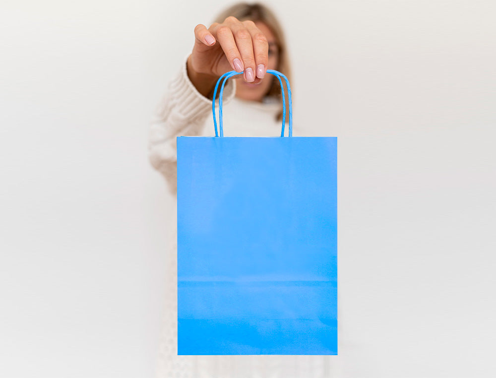 Bolsa papel q-connect celulosa xs con asa retorcida 180x240x80 mm