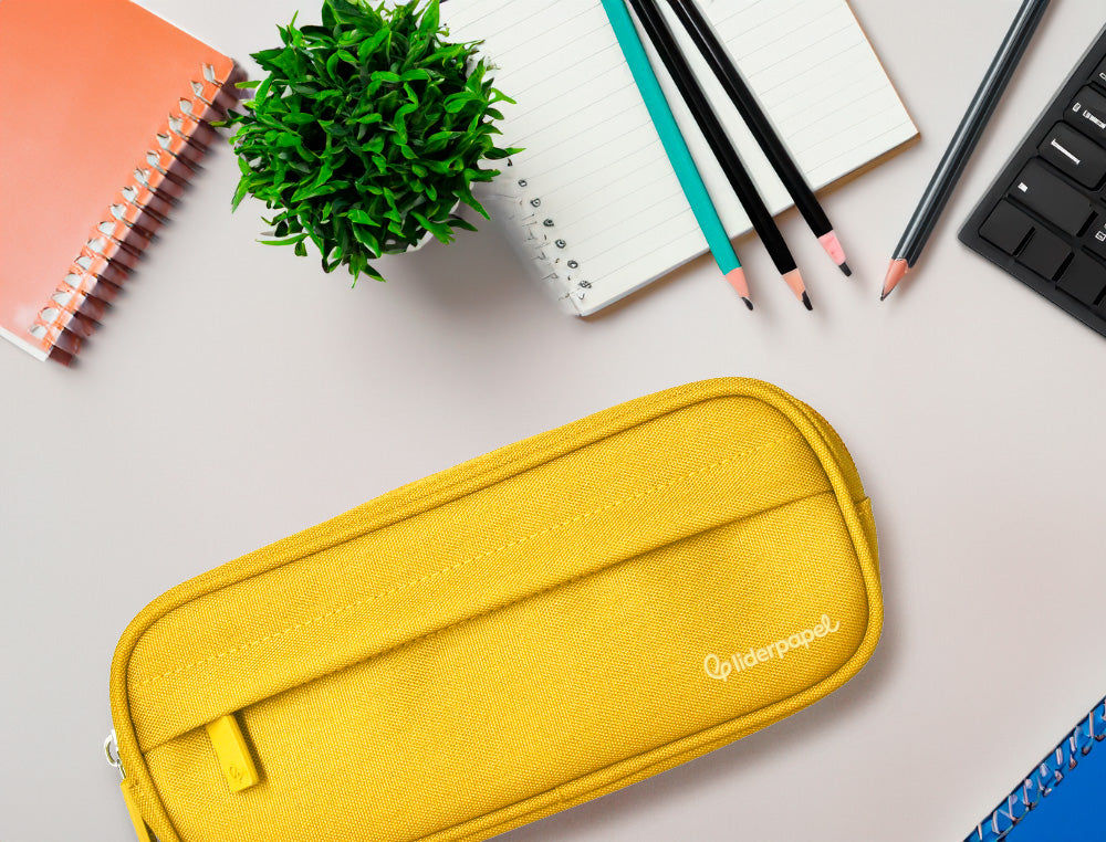 Estuche portatodo liderpapel classic ovalado 2 cremalleras con bolsillo delantero 210x90mm