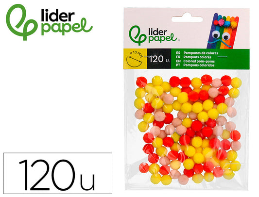 Pompones de colores liderpapel 1 cm bolsa con 120 unidades