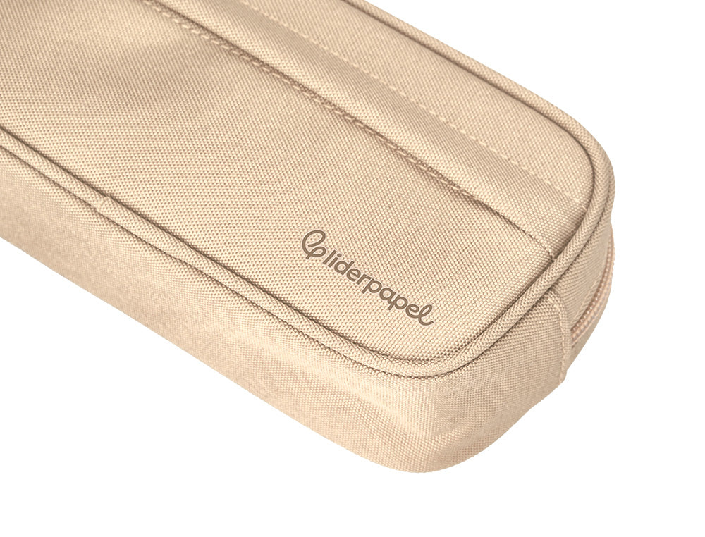 Estuche portatodo liderpapel classic ovalado 2 cremalleras con bolsillo delantero 210x90mm