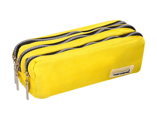 Estuche portatodo liderpapel rectangular 3 bolsillos amarillo pastel 185x80x70 mm