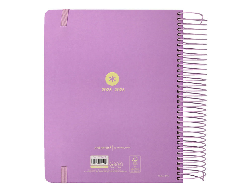 Agenda escolar antartik 25-26 espiral here and now azul pagina a5 bilingüe papel fsc 80 gr 80 gr