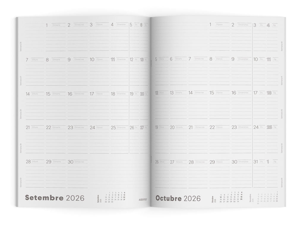 Agenda g mes vista catalan additio planificador 16 meses 195x285 mm colores surtidos