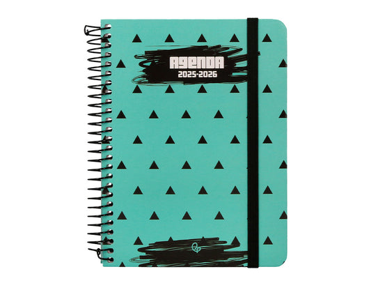 Agenda escolar liderpapel 25-26 espiral patterns triangulos semana vista a6 bilingüe papel fsc 80 gr