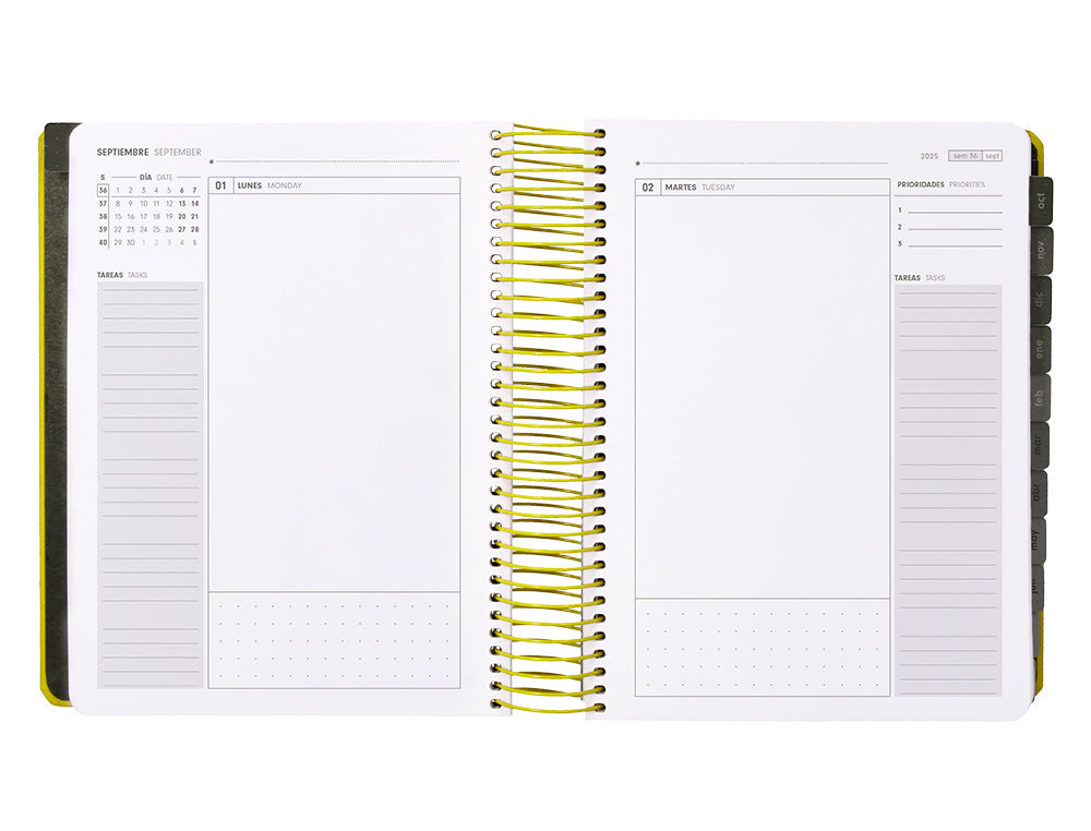 Agenda escolar antartik 25-26 espiral neon dia pagina a5 bilingüe papel fsc 80 gr
