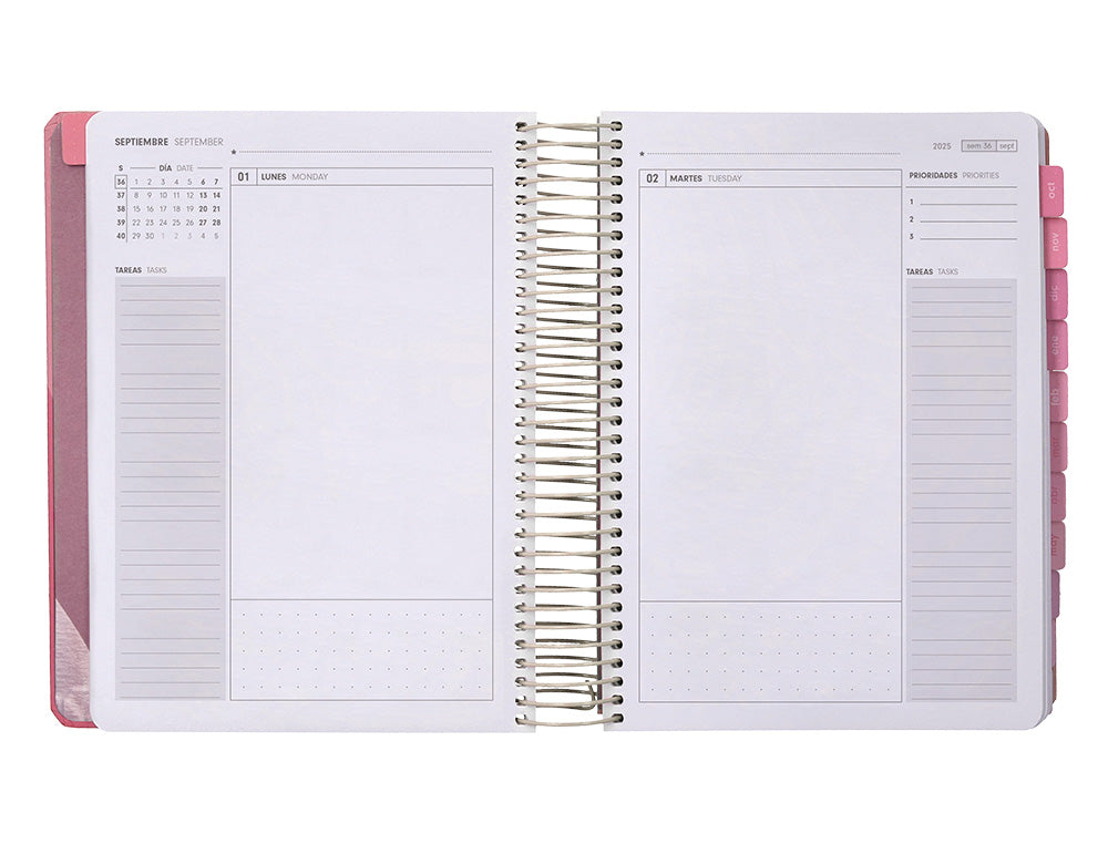 Agenda escolar antartik 25-26 espiral fun day fucsia dia pagina a5 bilingüe papel fsc 80 gr