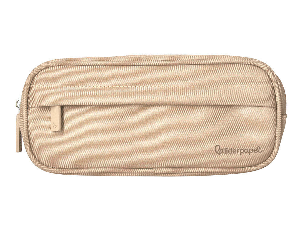 Estuche portatodo liderpapel classic ovalado 2 cremalleras con bolsillo delantero 210x90mm