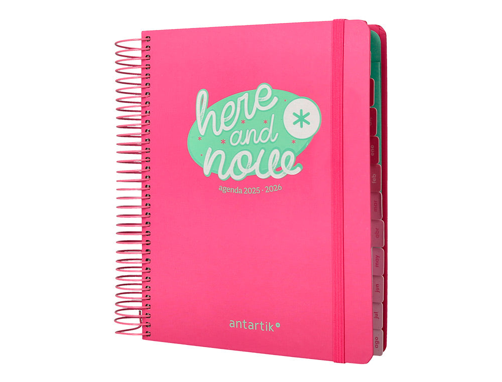 Agenda escolar antartik 25-26 espiral here and now azul pagina a5 bilingüe papel fsc 80 gr 80 gr