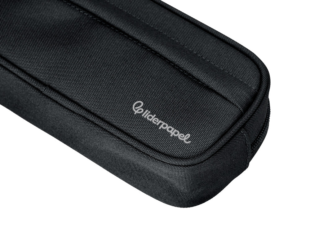 Estuche portatodo liderpapel classic ovalado 2 cremalleras con bolsillo delantero 210x90mm