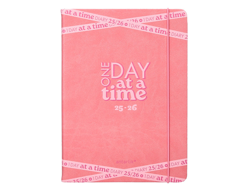 Agenda escolar antartik 25-26 encuadernada go! simil piel rosa semana vista a5 bilingüe papel fsc 80 gr