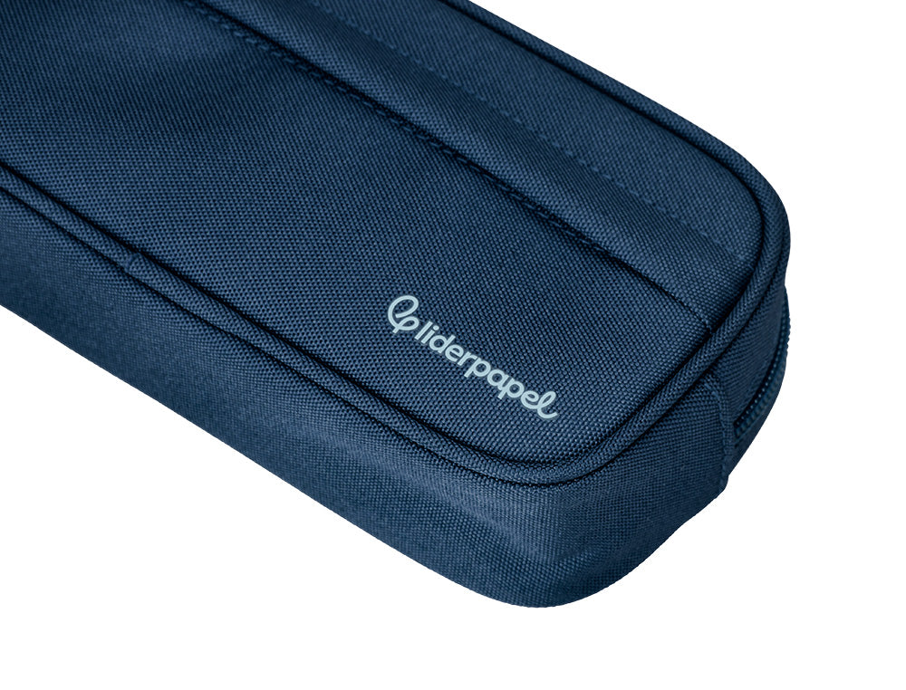Estuche portatodo liderpapel classic ovalado 2 cremalleras con bolsillo delantero 210x90mm