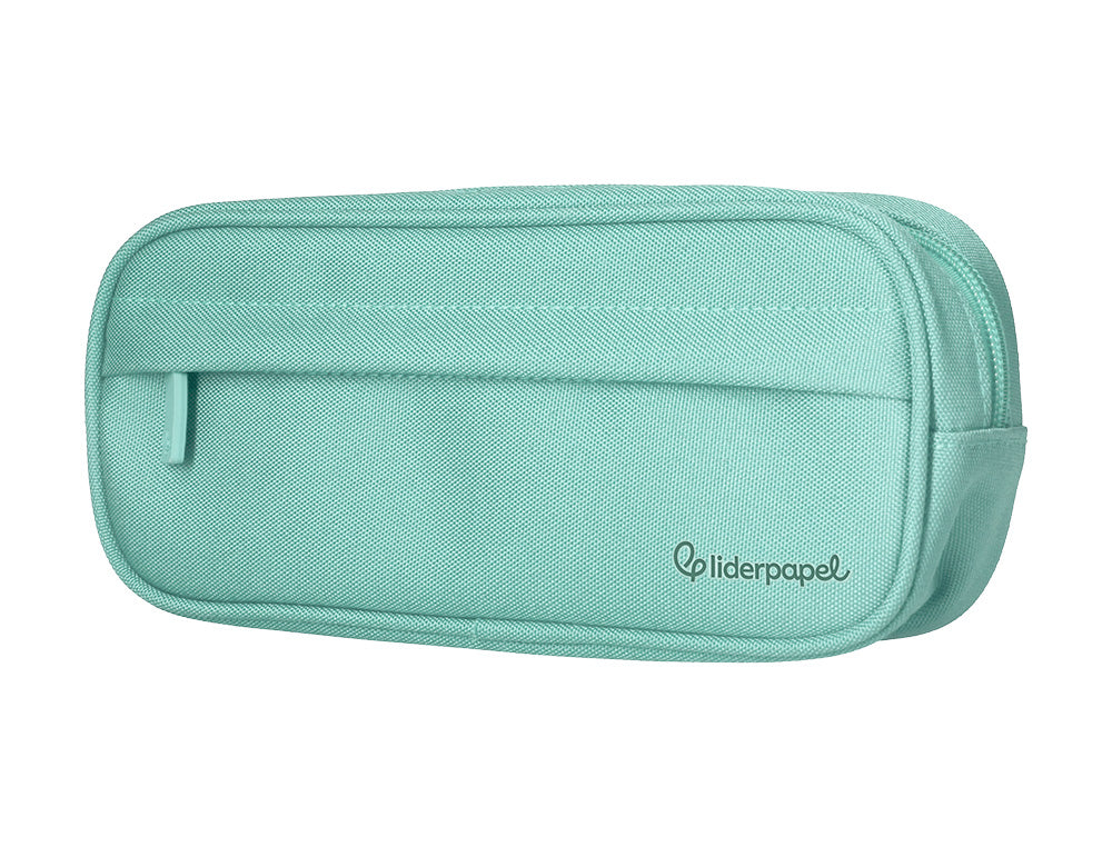 Estuche portatodo liderpapel classic ovalado 2 cremalleras con bolsillo delantero 210x90mm