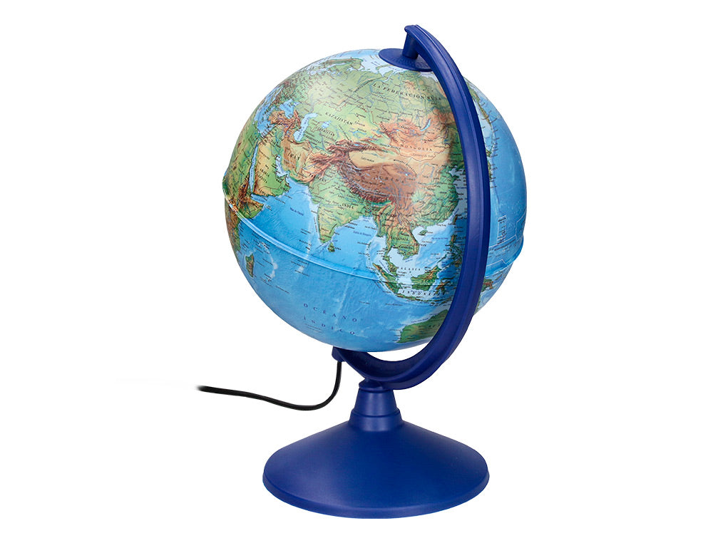 Globo terraqueo liderpapel con luz fisico y politico diametro 20 cm