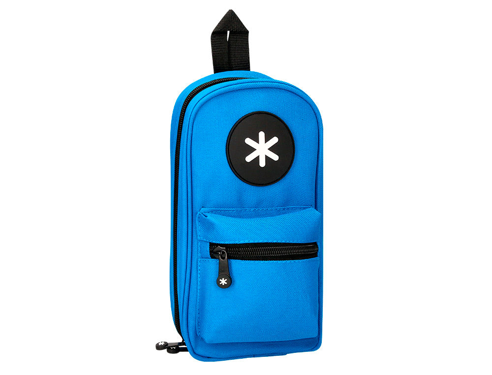 Estuche portatodo antartik forma de mochila con bolsillo y 4 departamentos 230x50x120 mm
