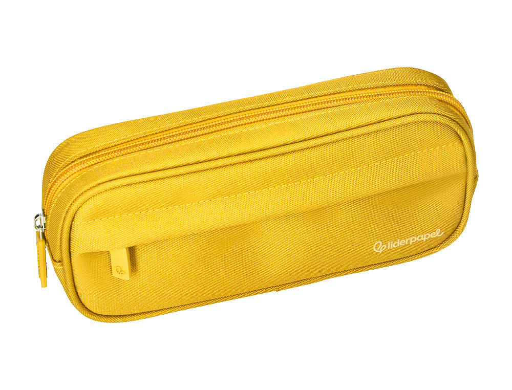 Estuche portatodo liderpapel classic ovalado 2 cremalleras con bolsillo delantero 210x90mm