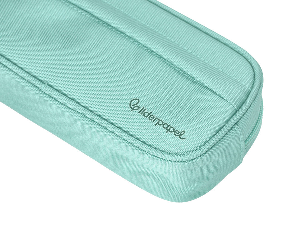 Estuche portatodo liderpapel classic ovalado 2 cremalleras con bolsillo delantero 210x90mm