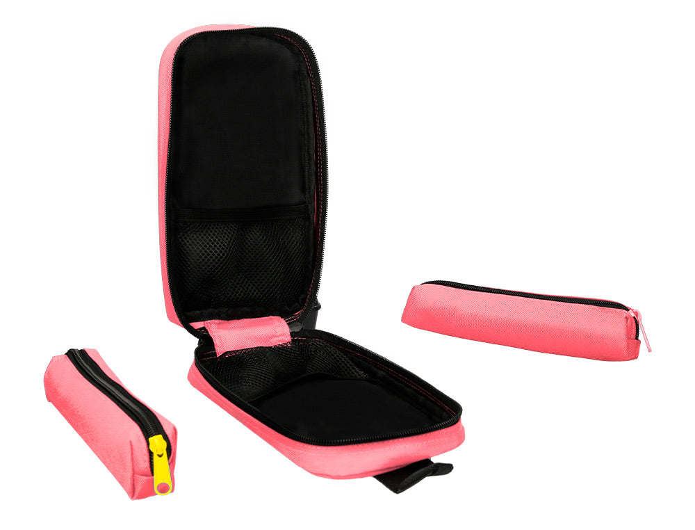 Estuche portatodo antartik forma de mochila con bolsillo y 4 departamentos 230x50x120 mm