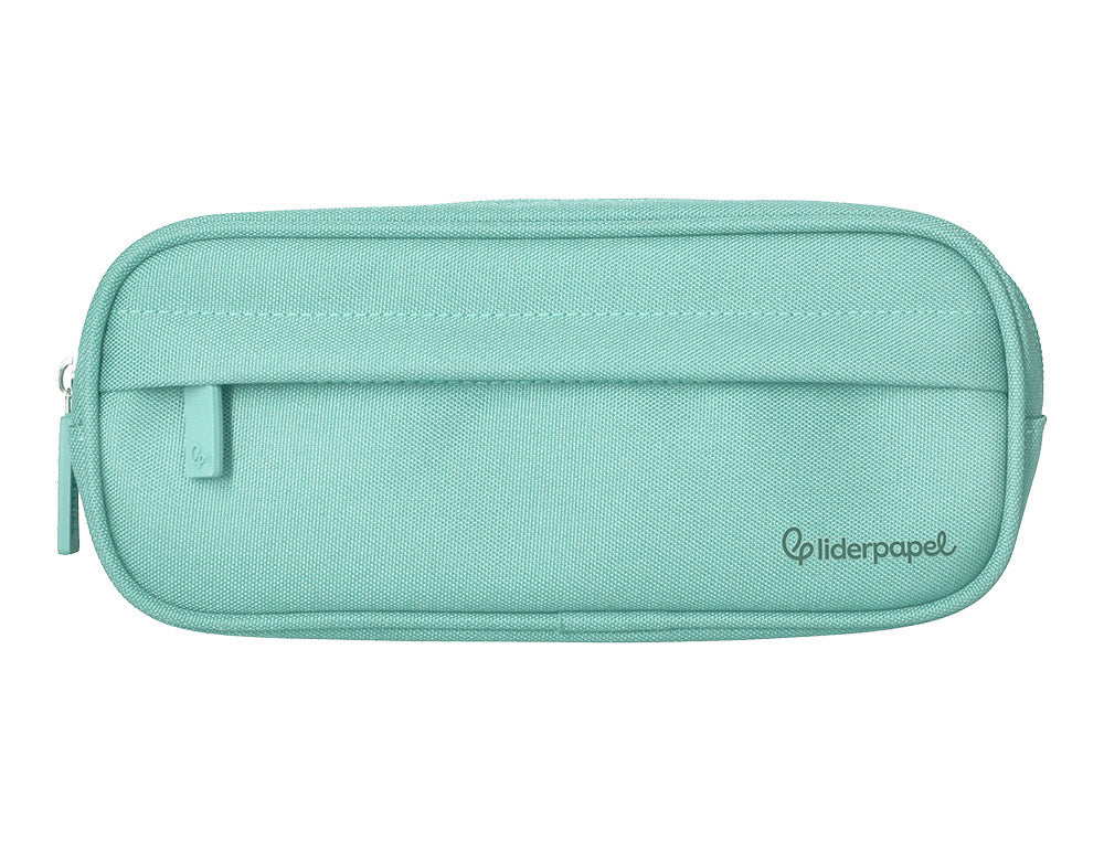 Estuche portatodo liderpapel classic ovalado 2 cremalleras con bolsillo delantero 210x90mm