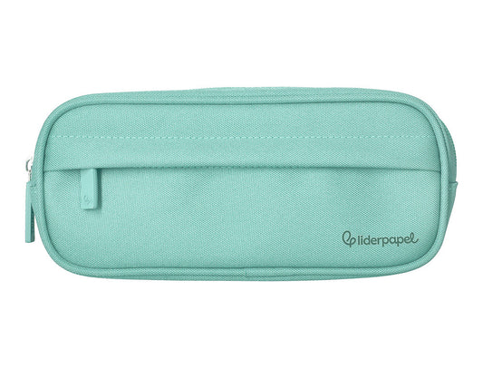 Estuche portatodo liderpapel classic ovalado 2 cremalleras con bolsillo delantero 210x90mm