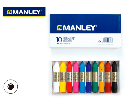 Lapices cera manley caja de 10 colores surtidos