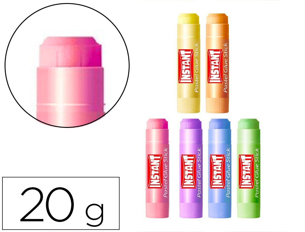 Pegamento en barra instant colores pastel 20 gr