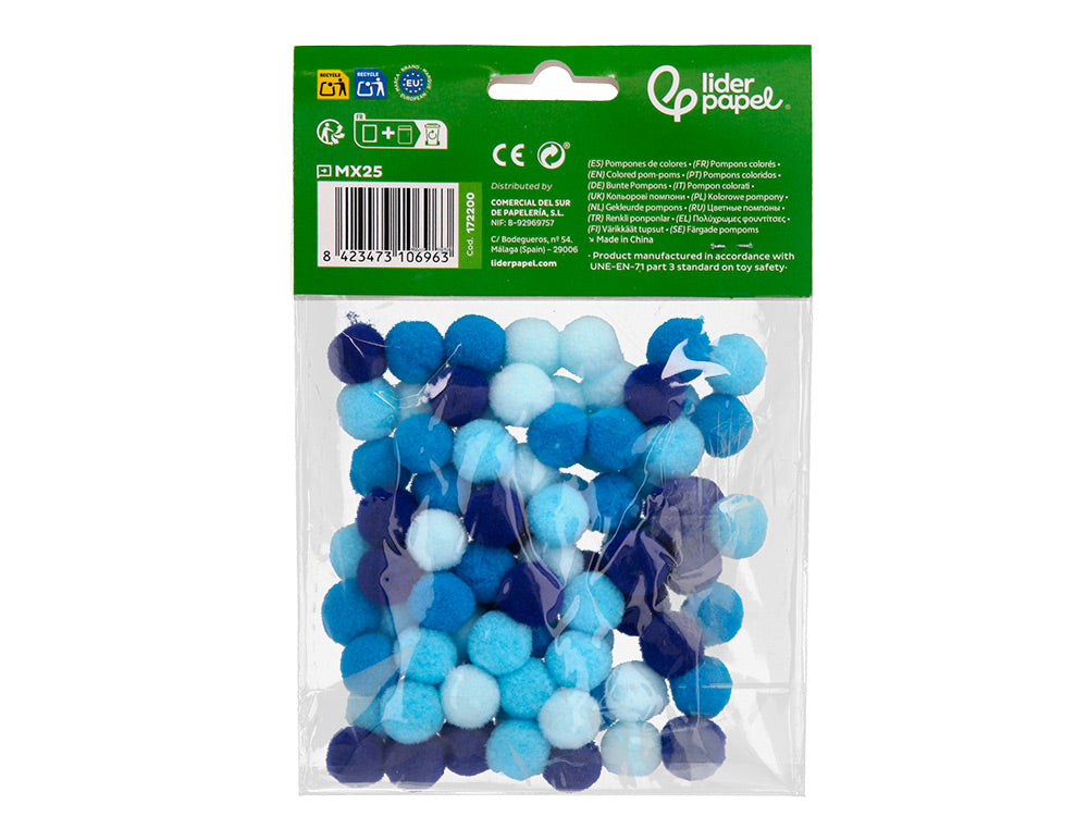 Pompones de colores liderpapel 1,5 cm bolsa con 80 unidades