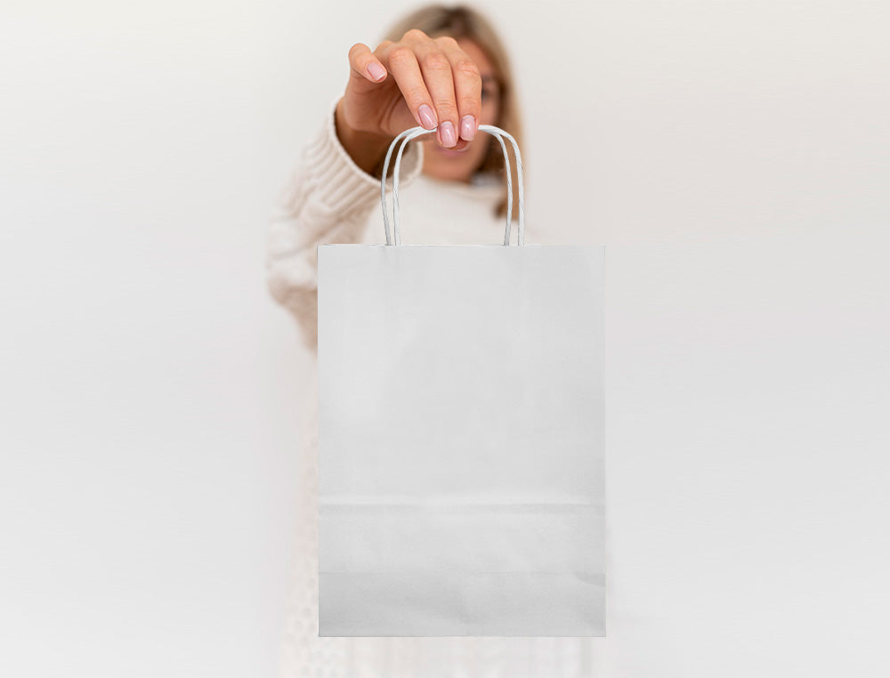 Bolsa papel q-connect celulosa blanco m con asa retorcida 270x370x12 mm