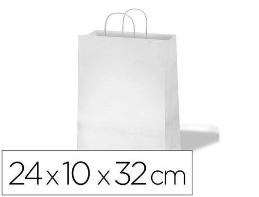 Bolsa kraft basika celulosa blanco 90 gr asa retorcida tamaño "s" 240x100x320 mm