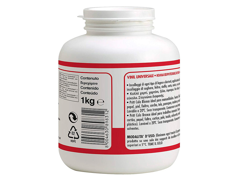 Pegamento cola vinilica pritt blanca bote de 1000 gr