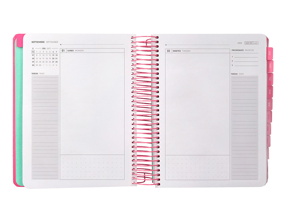 Agenda escolar antartik 25-26 espiral here and now azul pagina a5 bilingüe papel fsc 80 gr 80 gr