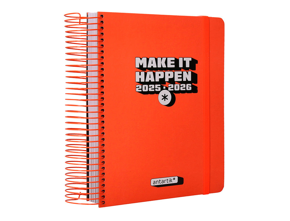 Agenda escolar antartik 25-26 espiral neon dia pagina a5 bilingüe papel fsc 80 gr