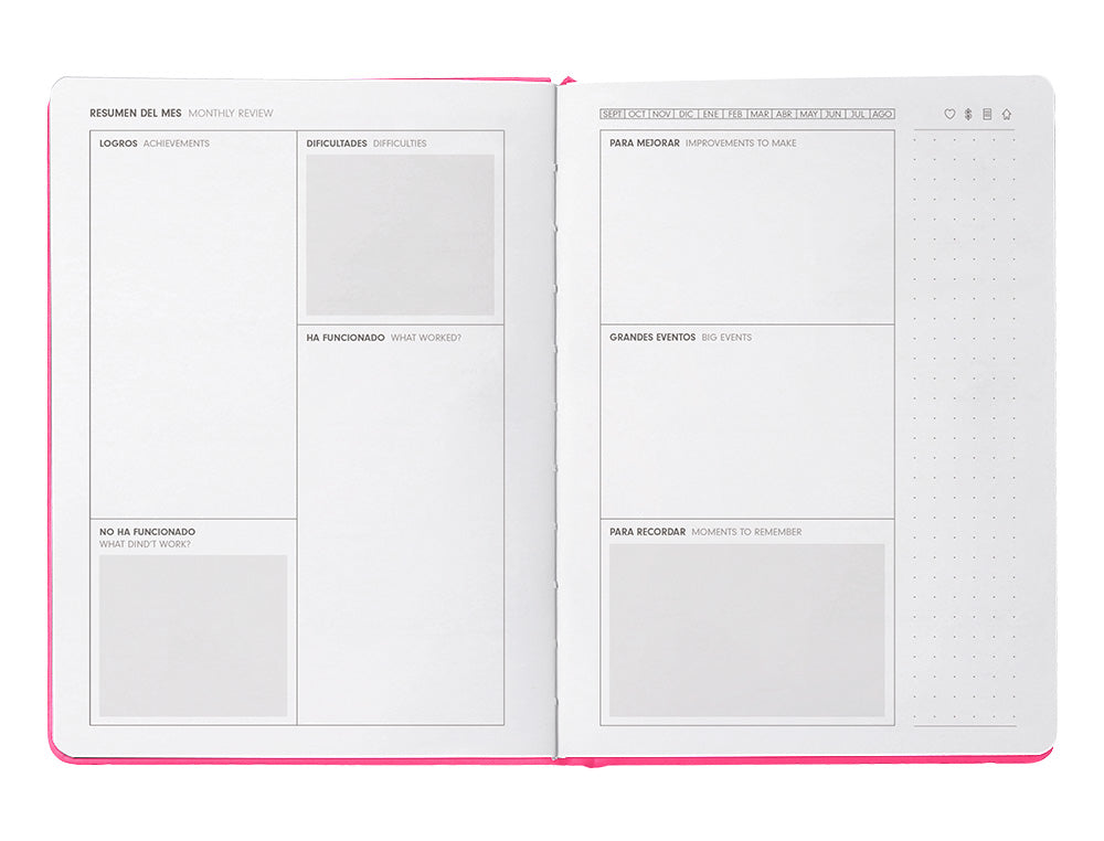 Agenda escolar antartik 25-26 encuadernada go! simil piel fucsia semana vista a5 bilingüe papel fsc 80 gr