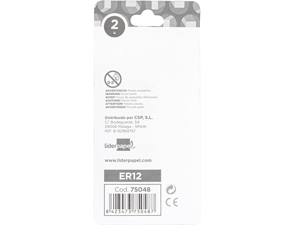 Repuesto goma liderpapel triangular con sacapuntas blister de 2 unidades